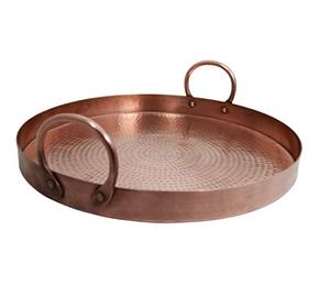 Plateaux de service en métal de style martelé de haute qualité avec poignée bas prix Standard cuivre aluminium acier haute finition - Product Image 3