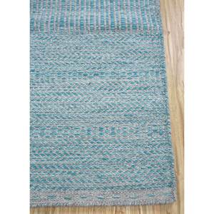 พรมขนสัตว์ผสมปอกระเจาสีน้ำเงินแบบทอเรียบ ขนาดใหญ่ 9x12 ฟุต รูปทรงสี่เหลี่ยมผืนผ้า ทำด้วยมือ สำหรับทางเข้าบ้าน ลายแบบนามธรรม เหมาะสำหรับใช้ในโถงทางเดิน - Product Image 4