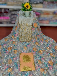 Robe en mousseline de soie de qualité supérieure, aspect traditionnel somalien, ornée de perles, jacquard uni, motif floral, noir, Fransawidirac, nouveauté - Product Image 2