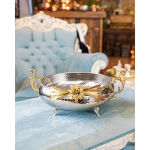 Elegante cuenco de diseñador de latón dorado, centro de mesa decorativo moderno para exhibición de mesa, sala de estar, oficina, decoración Interior - Product Image 5