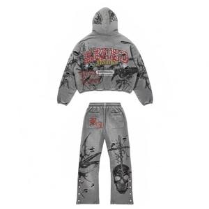 Chándal con Estampado de Pantalla Grande y Pedrería, Tejido Cálido y de Alta Densidad, para Ropa Urbana, Unisex - Product Image 5