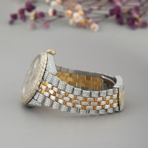 Reloj de Lujo para Hombre, Estilo Hip Hop, con Diamantes Moissanite Brillantes en Dos Tonos: Oro Amarillo y Plata, Personalizado - Product Image 4