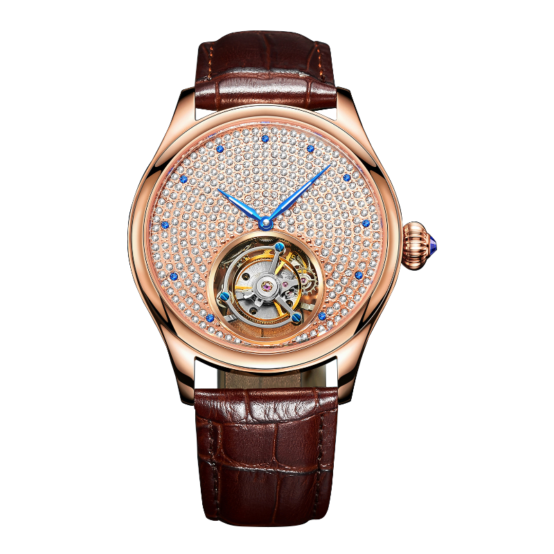 Cuir marron doré rose