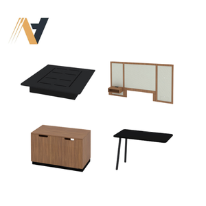 Muebles de dormitorio de lujo-Muebles de hotel MDF de hospitalidad de 3 estrellas Detalle de latón para Fairfield Inn-Muebles de producción Vietnam - Product Image 2