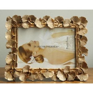 Gingko Leaves Designer High Grade <b>Gold</b> Plated Luxurious Quality Metal Made Attractive Look Photo <b>Frame</b> From Indian Manufacturer - Product Image 1