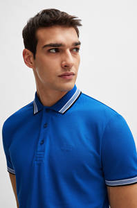 T-shirt polo décontracté à manches courtes pour hommes avec logo personnalisé T-shirt polo écologique de couleur bleue - Product Image 2