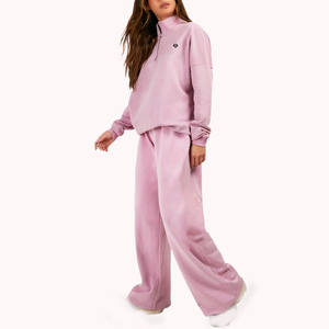 Conjunto Deportivo de Felpa para Mujer, Sudadera y Pantalones Deportivos de Corte Recto, Tejido Suave al Tacto, Suministro al por Mayor de Marca Privada OEM - Product Image 2