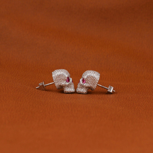 Nueva llegada de moda Hip Hop Stud pendientes ojos rosas Moissanite diamante helado Halloween fantasma cara pendiente regalo para mujeres - Product Image 3