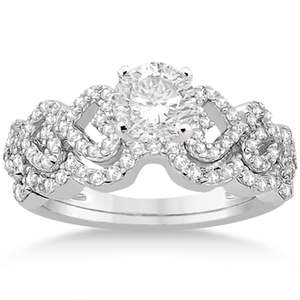 Bague de fiançailles et de mariage en or blanc 14 carats avec diamant en forme de cœur 0,50 ct - Product Image 2