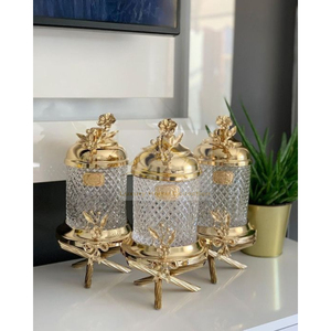 Multi Size Set of 3 Canister <b>Container</b> and Biscuits and Other Snacks <b>Storage</b> for Tabletop Centerpiece Decoration Kitchenware - Product Image 4