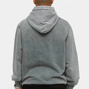 Sweats à capuche pour hommes, poids lourd, délavés à l'acide, surdimensionnés, épaules tombantes, style de rue, sweatshirts à panneaux lourds pour hommes - Product Image 3