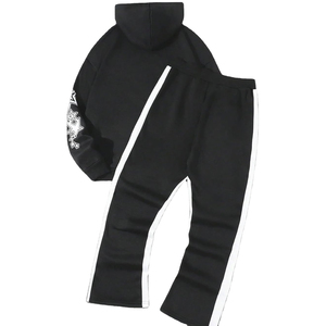 Chándal con estampado DTG para hombre, Sudadera con capucha con estampado de letras personalizadas, pantalones acampanados, ropa de calle informal - Product Image 2