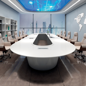 Table de conférence moderne en panneaux MDF avec pieds en alliage d'aluminium, grande taille personnalisable, table de réunion pour 8, 10 ou 12 personnes, pour bureau, salle de réunion - Product Image 1