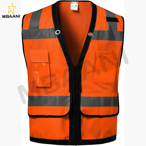 Gilet de sécurité réfléchissant avec poche, haute visibilité, gilet robuste avec fermeture éclair, gilet de travail de chantier - Product Image 1
