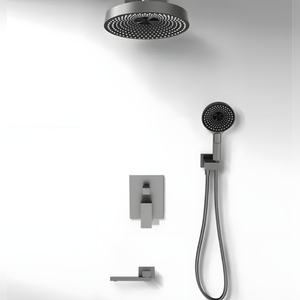 Système de douche encastré au prix d'usine, pomme de douche pluie gris mat, hauteur réglable, multi-jets, poignée de douche à main, prix fournisseur - Product Image 5