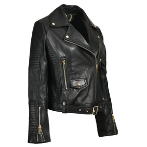 Customized Breathable Waterproof Eco-Friendly <b>Genuine</b> Leather Jacket for Women's-High Quality Athletic Fashion Wear - Product Image 2