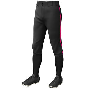 Vêtements de sport Garçons Youth Gamer Pull Up Pantalon de baseball Couleur noire Côté Bandes roses Beltloops Pantalon de baseball personnalisé confortable - Product Image 1
