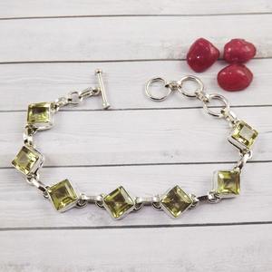 Pulsera de Tenis de Plata de Ley 925 Chapada en Oro con Piedra Preciosa de Peridoto, Joyería Hecha a Mano con Sello 925 para Regalo de Boda, Ideal para Fiestas - Product Image 3