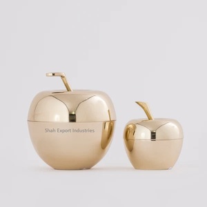 Support votif en forme de pomme en métal fini or décorez votre maison et votre hôtel Supports votifs remplis de cire de table - Product Image 1