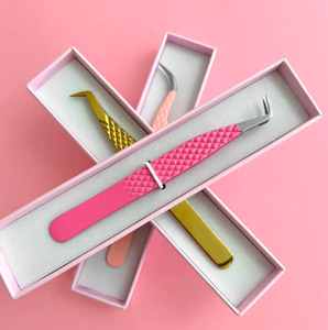 แหนบปลายแหลมใยแก้วนำแสงสแตนเลสสตีลสำหรับต่อขนตาแบบมืออาชีพ พร้อมโลโก้สั่งทำพิเศษ รุ่น ANAAIF - Product Image 2