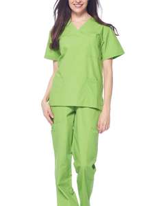 Costumes de gommage médical vert clair de haute qualité uniformes d'hôpital unisexe pour le personnel de clinique d'infirmières en toile de Polyester de coton - Product Image 3