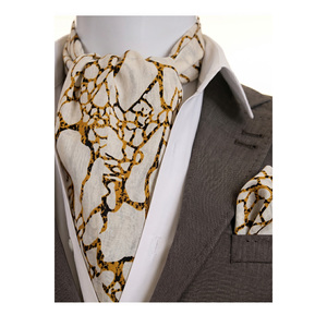 Ensemble d'accessoires pour homme en viscose naturelle à motif beige doré : nœud papillon, cravate, ascot, pochette de costume - Product Image 2