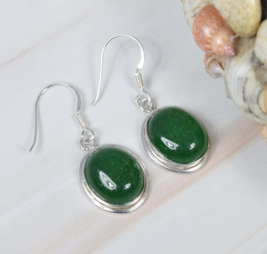 เครื่องประดับอัญมณีธรรมชาติสีเขียวโอนิกซ์925สเตอร์ลิงเงินต่างหูแฮนด์เมดต่างหูรูปไข่ของขวัญสำหรับเด็กผู้หญิงขายส่ง - Product Image 2