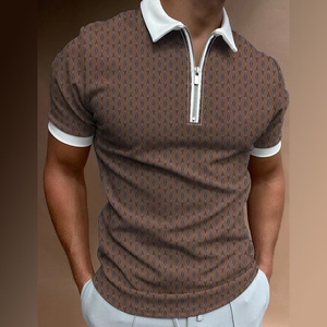 Polo diseñado a medida para hombre, manga corta cómoda y transpirable con cremallera sublimada, contraste de color sólido - Product Image 3