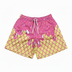 Pantalones Cortos Deportivos Personalizados de Fábrica con Estampado de Patrones de Hielo para Niños, Jóvenes y Hombres, Cintura con Cordón Ajustable, 100% Poliéster, Casuales de Verano - Product Image 1