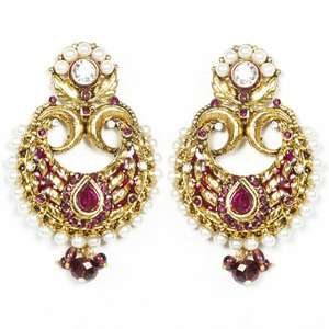 Kriaa <b>Fine</b> <b>Dangle</b> <b>Earrings</b> Austrian Stone Gold Plated Meenakari Dangler 1300416 Model - Product Image 1