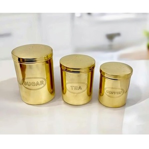 Solid Brass Food Storage <b>Jar</b> Canisters <b>Set</b> With Airtight Lids Vintage Design For Kitchen <b>Spice</b> Containers Handcrafted - Product Image 3