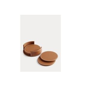 Dessous de verre en cuir fait main avec support Dessous de verre en cuir noir avec support et utilisation à la main au meilleur prix - Product Image 1