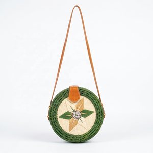 Round Raffia Mini Bag Woven Shoulder <b>Purse</b> with Tassel Accent Cotton Lining for Beach Travel Daily Use - Product Image 2