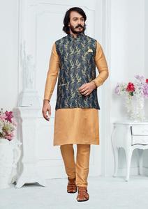 Tenues de mariage d'été élégantes pour hommes belle veste de pyjama Kurta en soie exportation d'usine vêtements indiens pakistanais en gros - Product Image 2