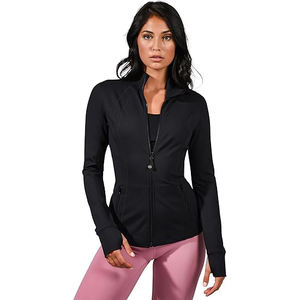 Soft <b>Workout</b> <b>Jacket</b> Women Full Zip Lightweight Top Stretchy Yoga Athletic Wear Comfort Nylon Spandex Blend - Product Image 1
