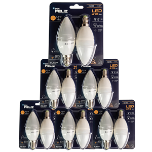 DON FELIZ - Juego de 2 Velas LED de Cristal SMD Residenciales C37, 5.5/7/9W, Forma de Votivo, Luz Fría/Blanca 6500K, Base E14, Sensor de Luz, 415LM - Product Image 1