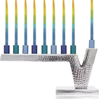 Top vente juif décoratif métal Antique Menorah fait à la main juif Menorah bougeoirs Religions candélabres