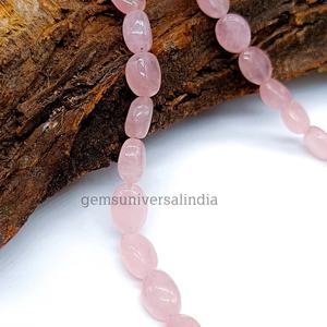 Collier de perles de morganite véritable ovale lisse Perles de morganite naturelle pour la fabrication de bijoux Collier de morganite - Product Image 4