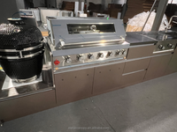 Ensemble d'armoires de cuisine extérieures en acier inoxydable de haute qualité avec évier, robinet et charnières, design modulaire moderne personnalisable pour la salle à manger