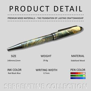 Business School Personalized Resin Promotional Stabilied <b>Wood</b> Ballpoint <b>Pen</b> 0.7 mm Custom Logo Printed Serpentine Style - Product Image 2