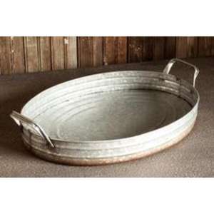 Bandeja de servicio de metal galvanizado de granja grande diseñada para uso práctico en servir comida o mejorar temas de decoración rústica para el hogar - Product Image 6