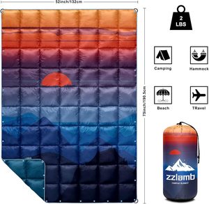 Léger Portable Puffy Quilt Solide Motif Coupe-Vent Chaud En Plein Air Camping Plage Pique-Nique Sécurité Oxford Tissu Tente Réversible - Product Image 2