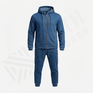 Conjunto Deportivo de Dos Piezas para Hombre, Chaqueta Cortavientos con Capucha y Bloques de Color Personalizados, Ropa Deportiva Activa de Algodón para Invierno - Product Image 1