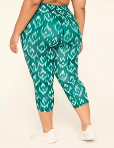 Sweat-wicking Push-up Pants With <b>Pocket</b> Skin-friendly Plus Size High Waist Sport Fitness Yoga Printed Capri <b>Leggings</b> for Women - Product Image 2