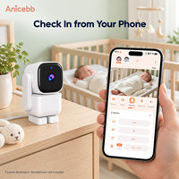 Caméra Bébé Intelligente Compacte Anicebb 100mm avec Alimentation USB 5V, Placement sur Bureau, Température Ambiante et Audio Bidirectionnel pour la Maison