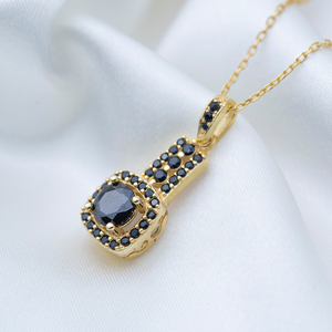 Collier à breloques en pierre de Zircon noir rond et carré, Design élégant, bijoux turcs en argent Sterling 925 faits à la main - Product Image 4