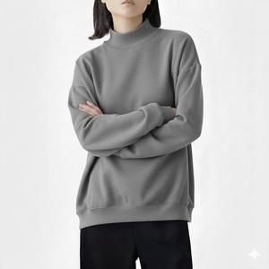 Sudadera de Cuello Alto, Estilo Holgado, con Logotipo Personalizado, Tejido Grueso, 100% Algodón, Felpa, Color Sólido, Invierno, Casual, Unisex, Ropa Urbana - Product Image 4