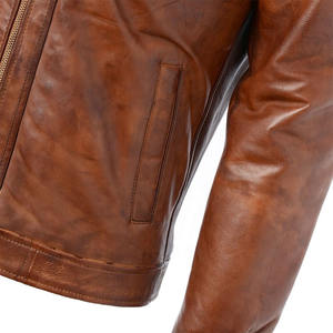 Veste universitaire à capuche style moto vintage personnalisée en cuir de vache marron pour hommes, col montant respirant pour l'avant, toutes tailles - Product Image 4