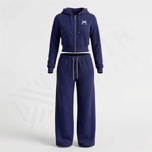 Conjunto Casual de Alta Calidad para Mujer, Top Corto Transpirable con Cremallera, Sudadera con Capucha de Talla Grande, Pantalones Deportivos, Ropa Deportiva para Gimnasio y Fitness - Product Image 1