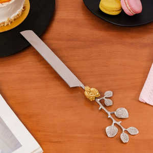 Premium Cake Knife and Server Set Rustproof Stainless Steel Sharp Edge Leaf Grip for Cutting and Serving Cakes and <b>Desserts</b> - Product Image 3